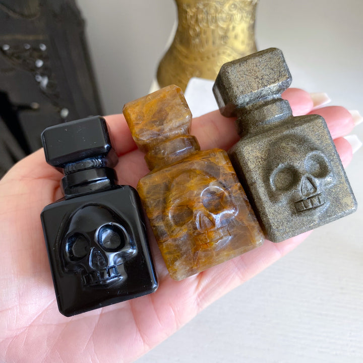 Skull Poison Spooky Apothecary Bottle - Choose Your Stone
