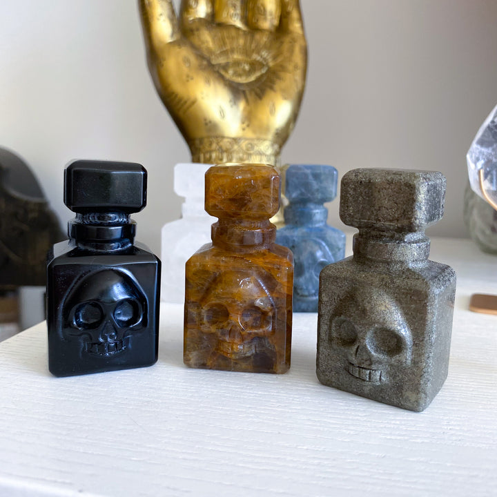 Skull Poison Spooky Apothecary Bottle - Choose Your Stone