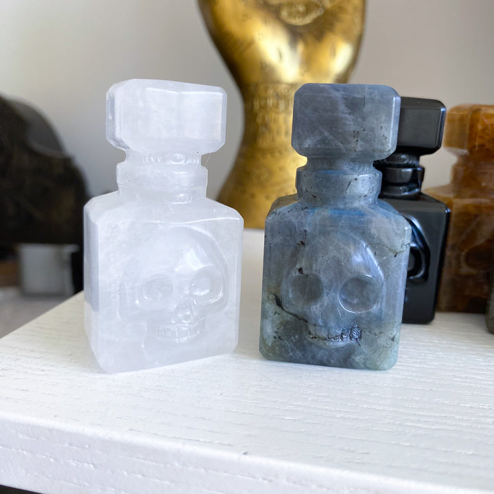 Skull Poison Spooky Apothecary Bottle - Choose Your Stone