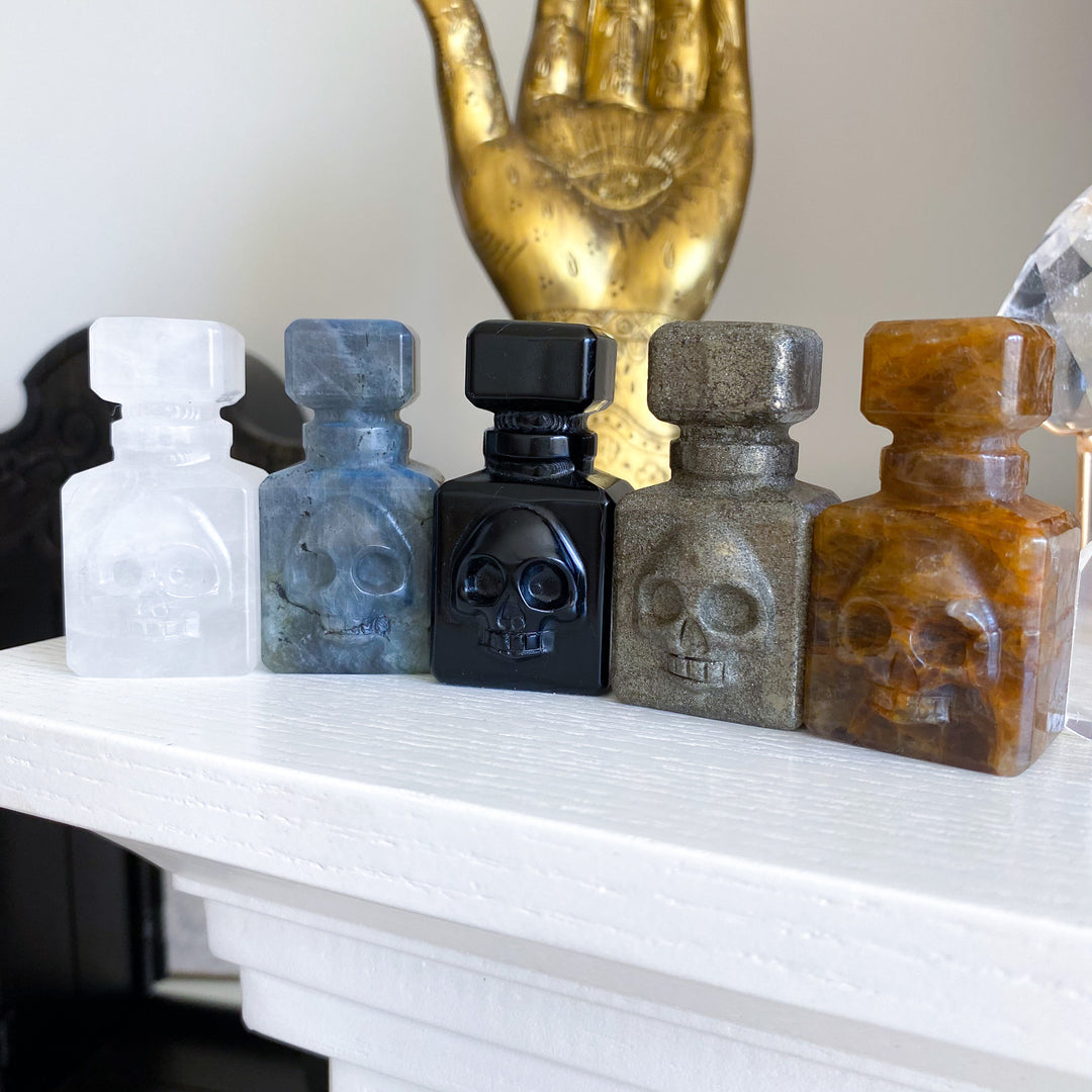 Skull Poison Spooky Apothecary Bottle - Choose Your Stone