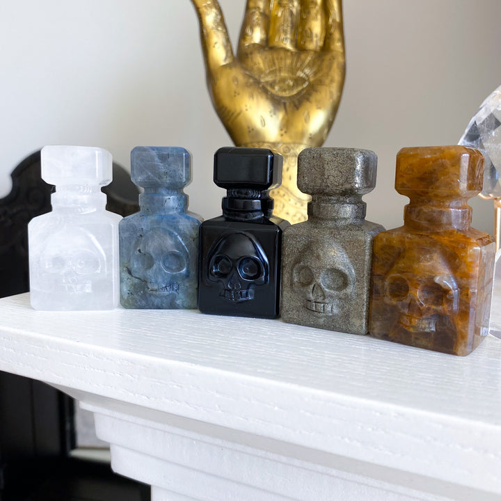 Skull Poison Spooky Apothecary Bottle - Choose Your Stone