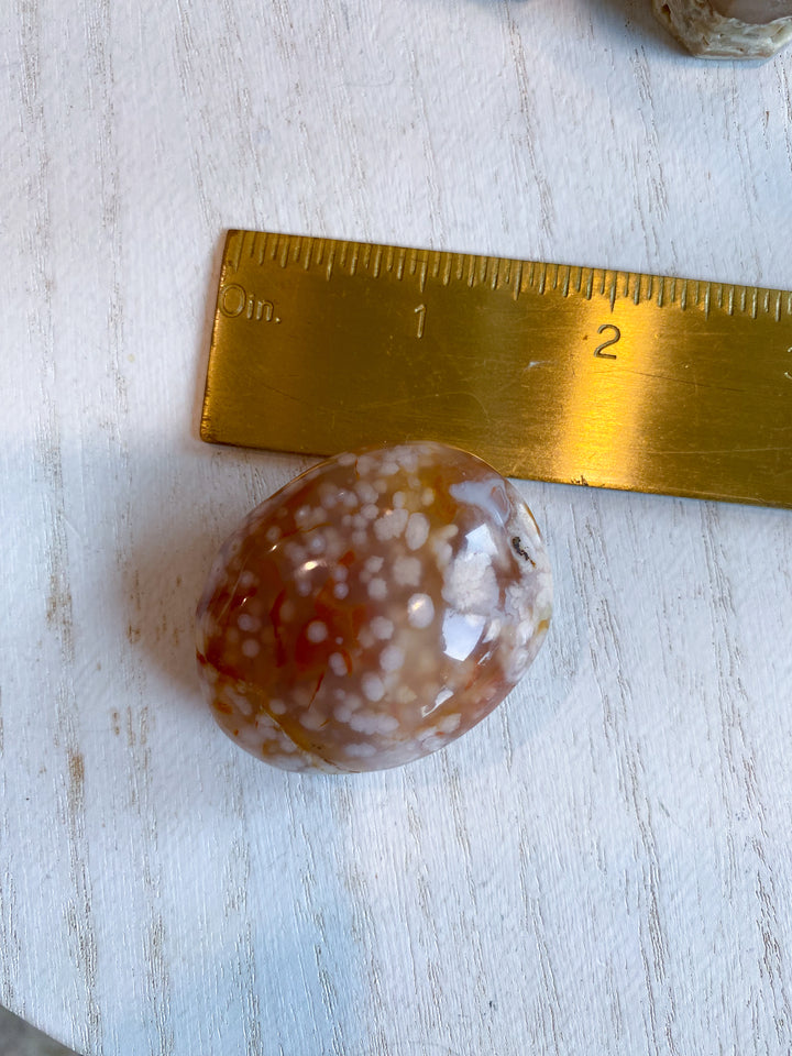 Flower Agate Palm Stone - Get Exact Item - Cherry Blossom - Cheerful - Happy - Spiritual Growth - New Beginnings