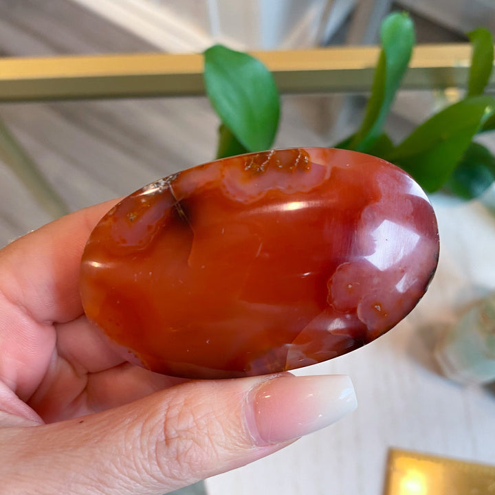 Carnelian Palm Stone Bezeled Edge