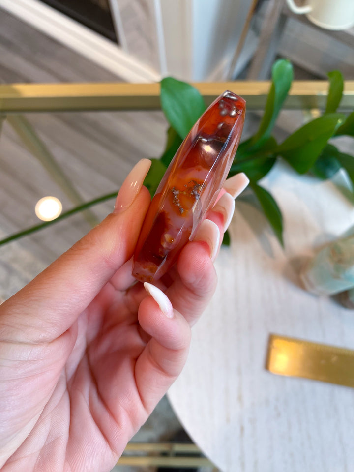 Carnelian Palm Stone Bezeled Edge