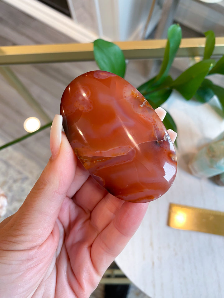 Carnelian Palm Stone Bezeled Edge