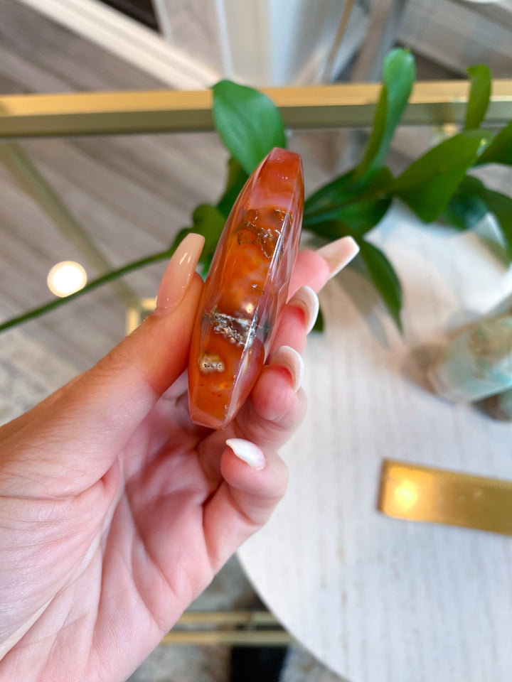 Carnelian Palm Stone Bezeled Edge