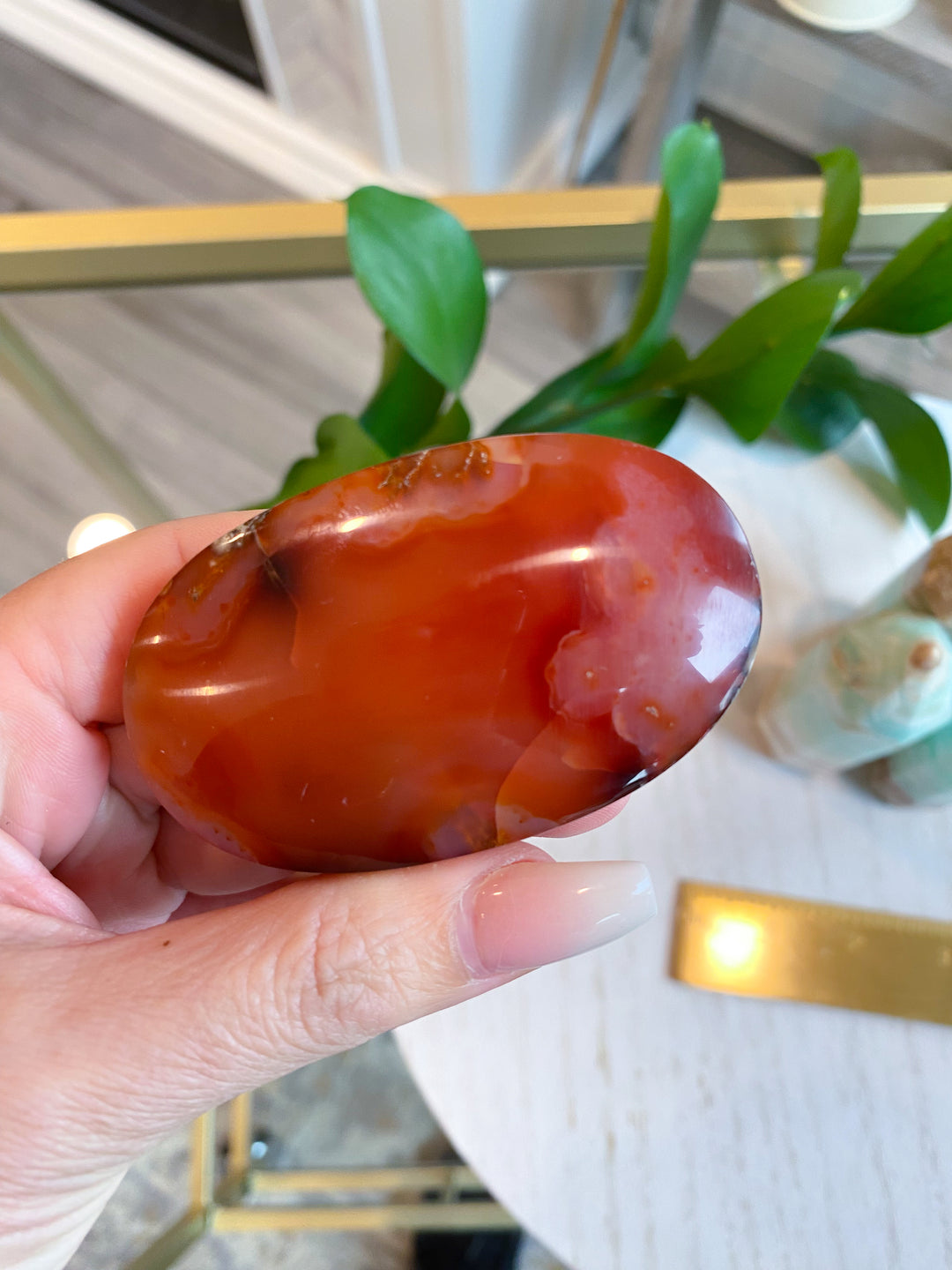 Carnelian Palm Stone Bezeled Edge