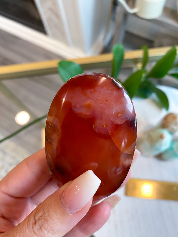 Carnelian Palm Stone Bezeled Edge