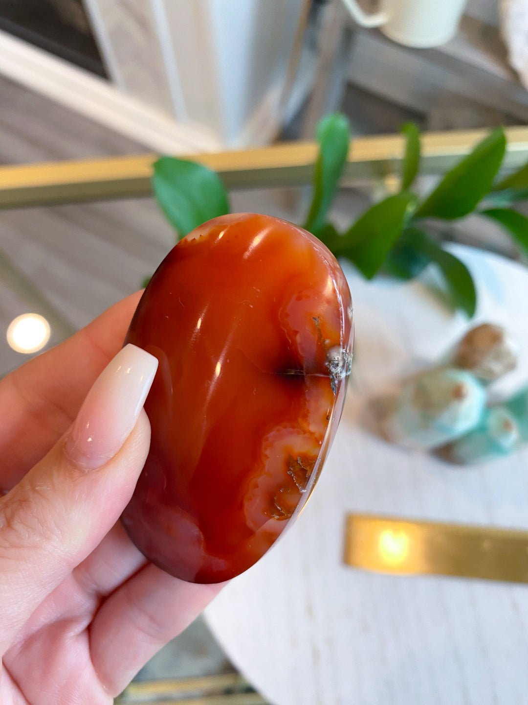 Carnelian Palm Stone Bezeled Edge