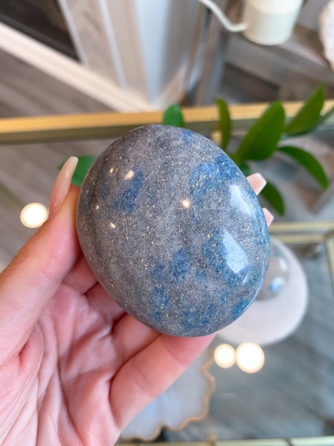 XL Blueberry Quartz Palm (K2, Azurite) - You Choose