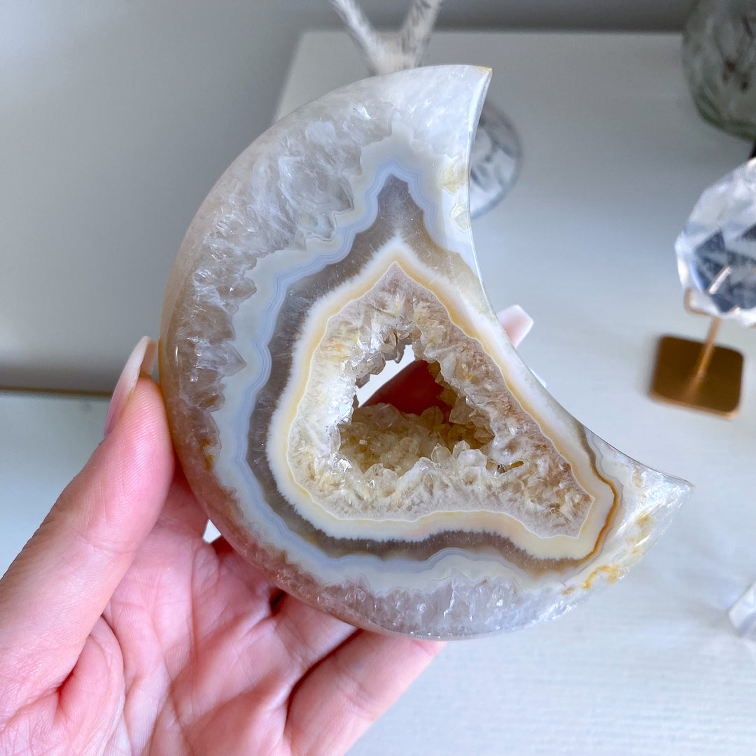 Gray and Peach Agate Moon 