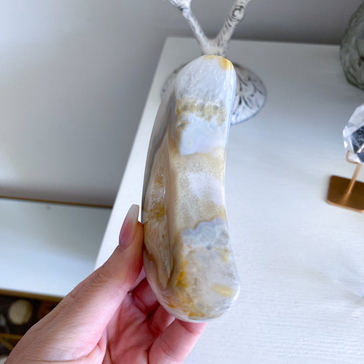 Gray and Peach Agate Moon 