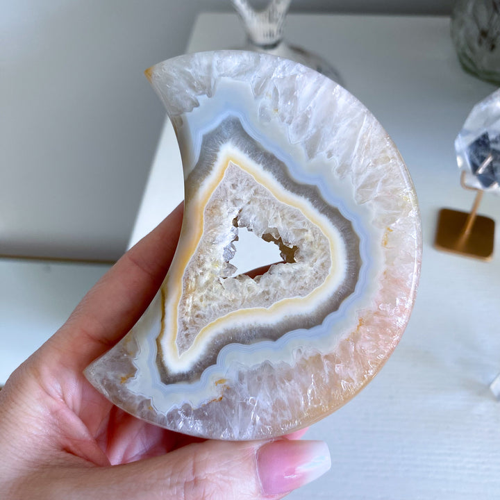 Gray and Peach Agate Moon 