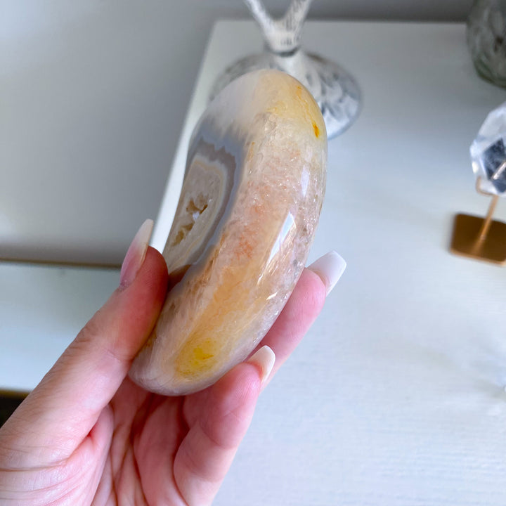 Gray and Peach Agate Moon 