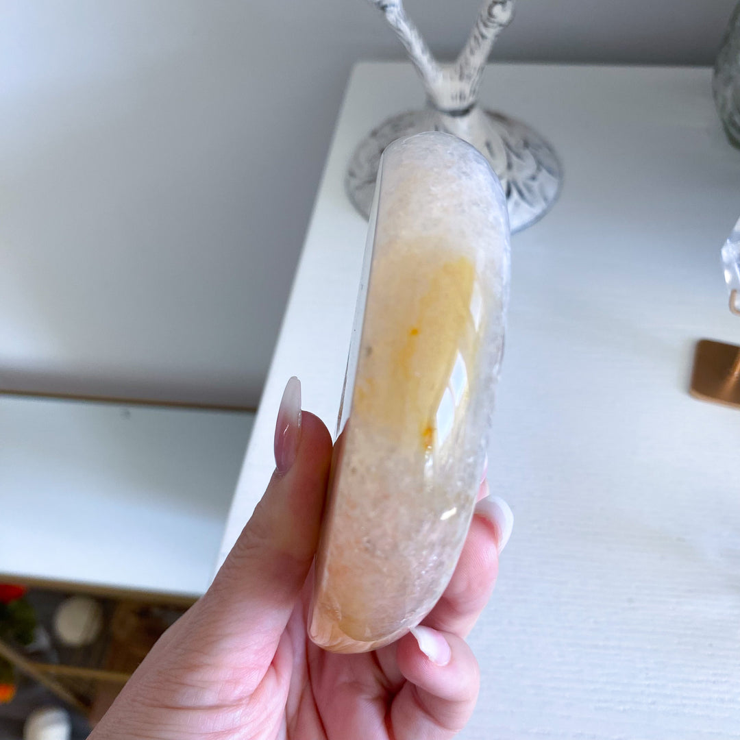 Gray and Peach Agate Moon 