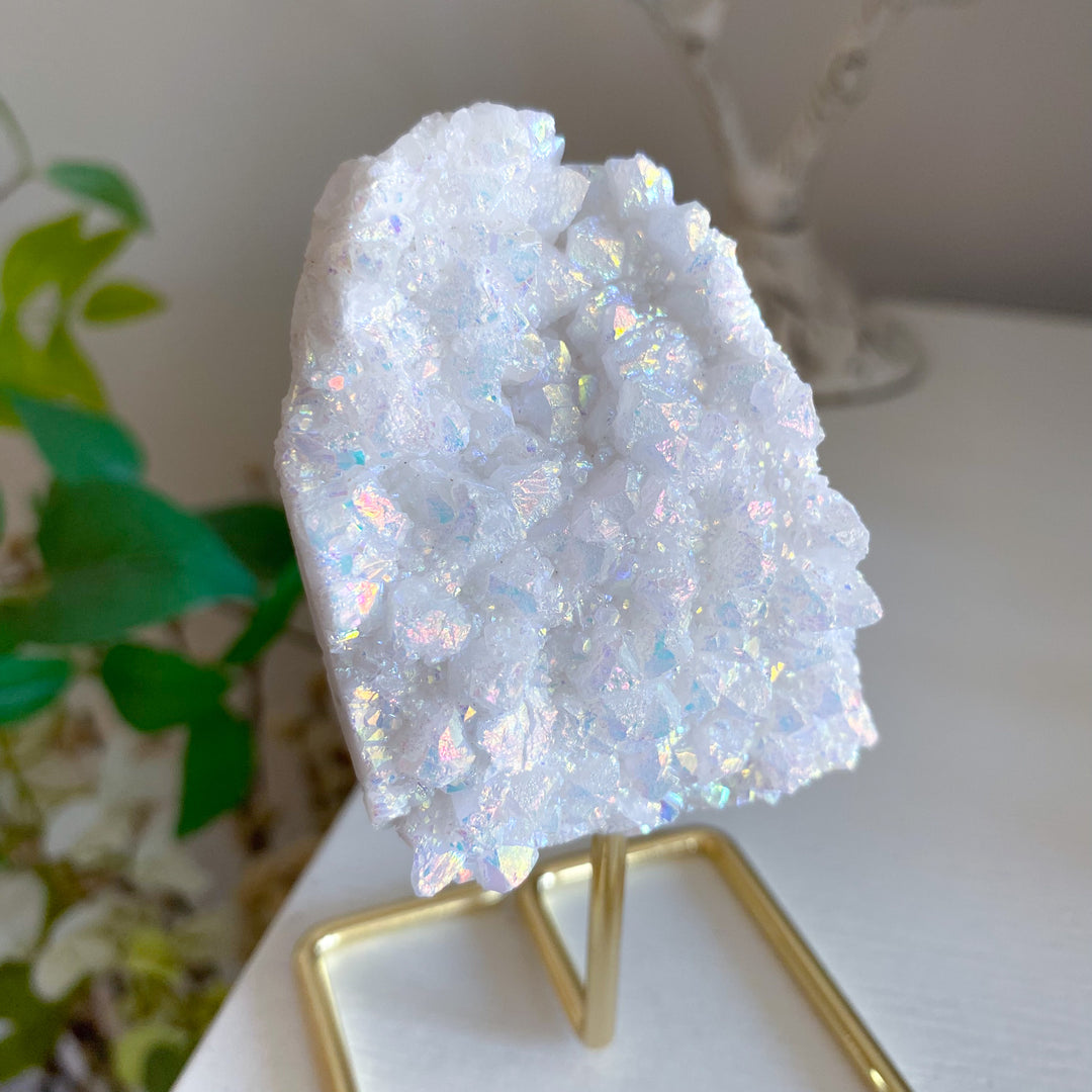 Angel Aura Quartz Cluster on Stand
