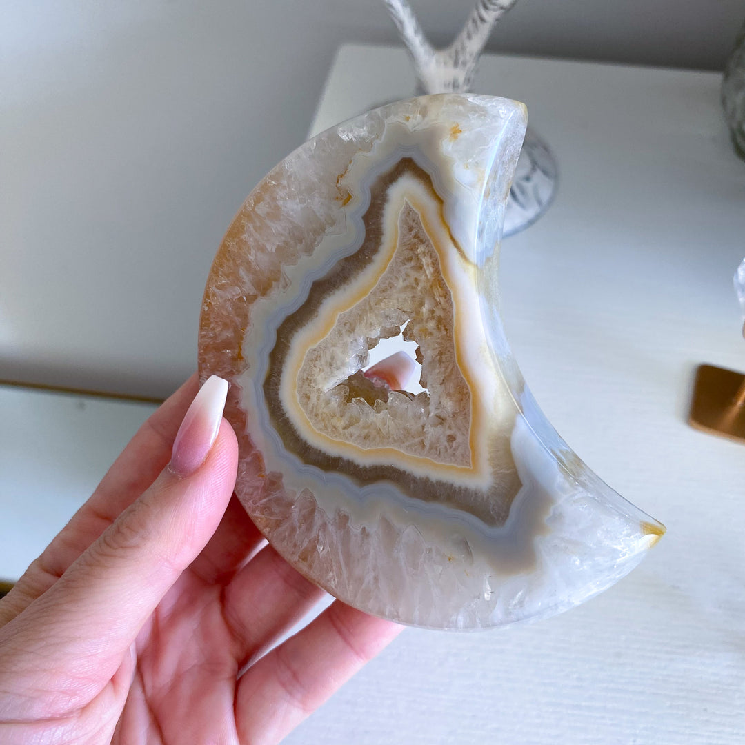 Gray and Peach Agate Moon 