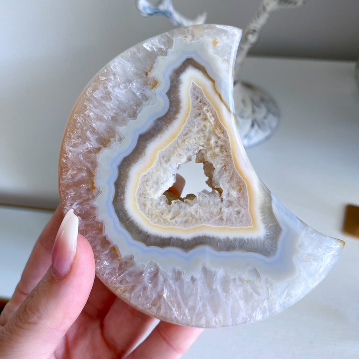 Gray and Peach Agate Moon 