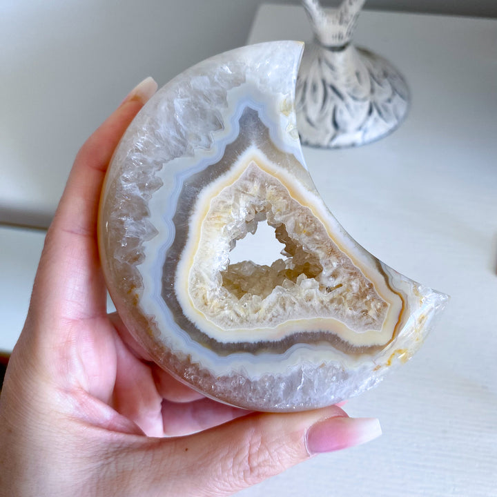Gray and Peach Agate Moon 