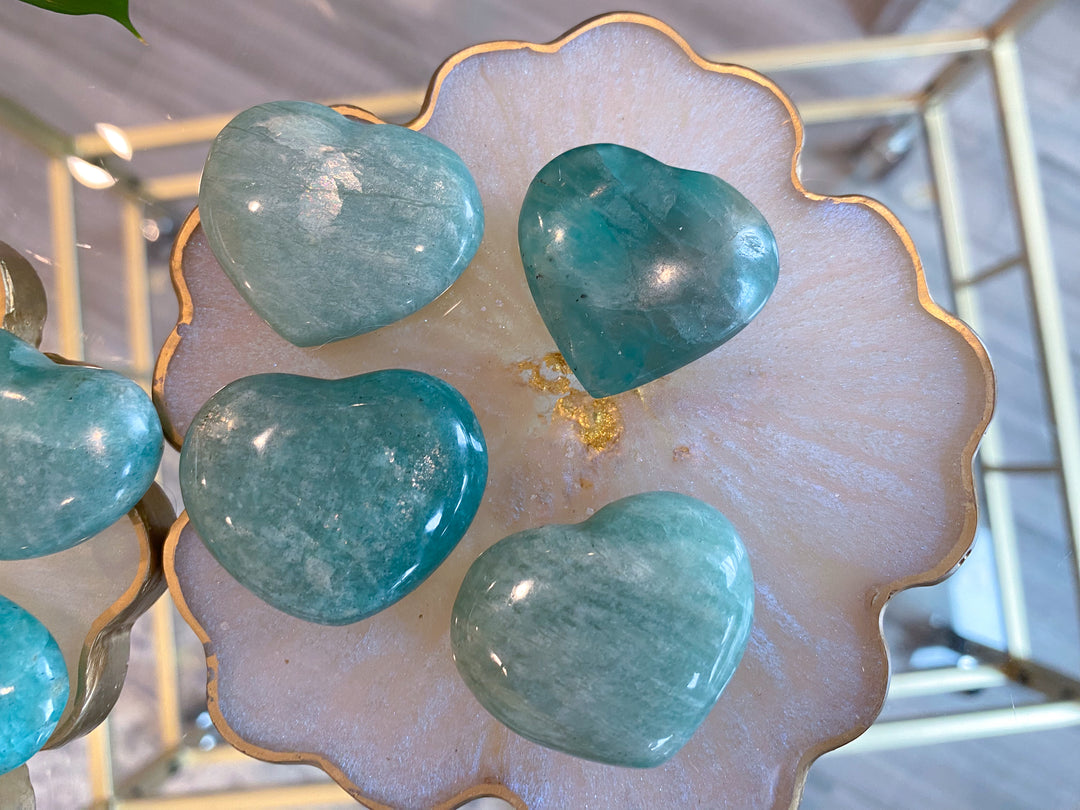 Amazonite Heart Carving 1"