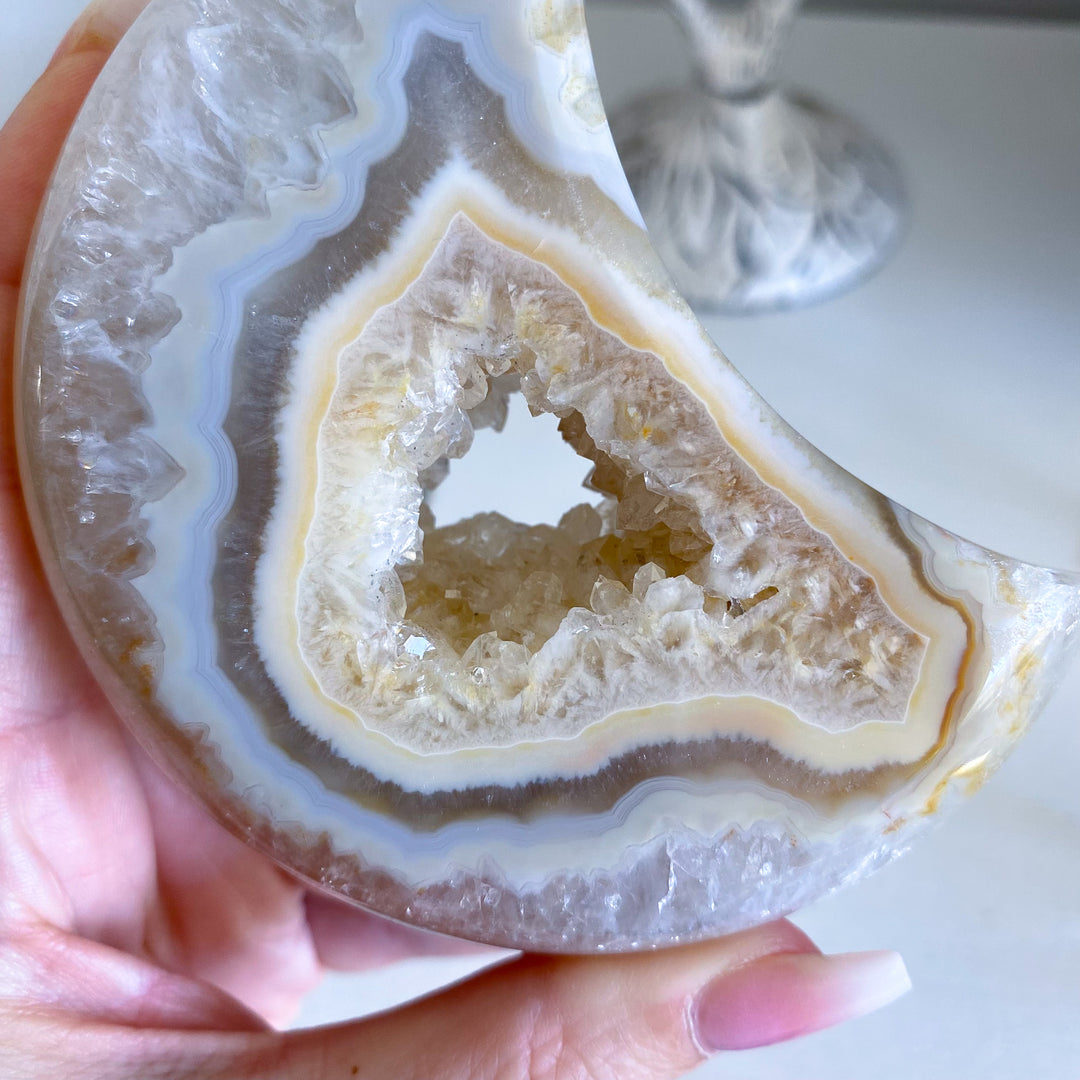 Gray and Peach Agate Moon 