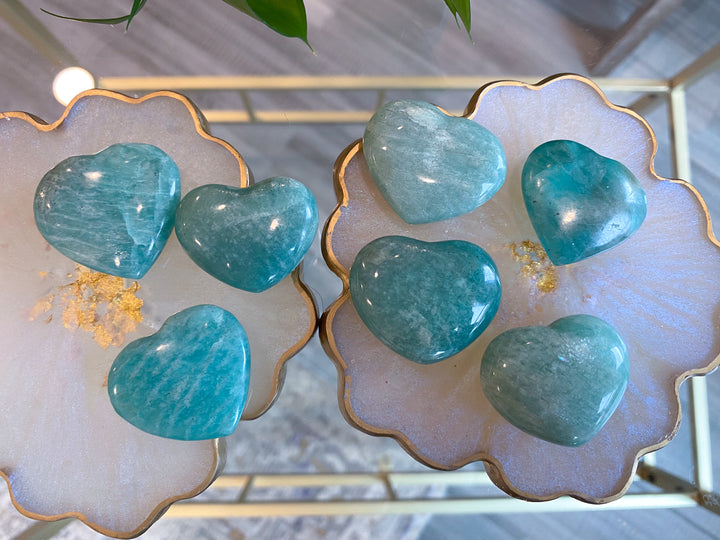 Amazonite Heart Carving 1"