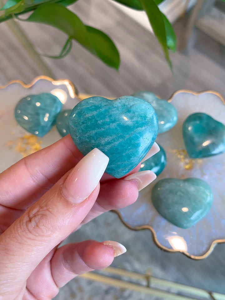 Amazonite Heart Carving 1"