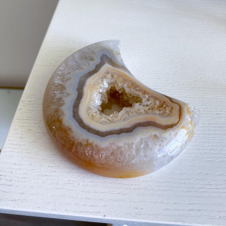 Gray and Peach Agate Moon 