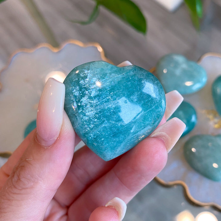 Amazonite Heart Carving 1"