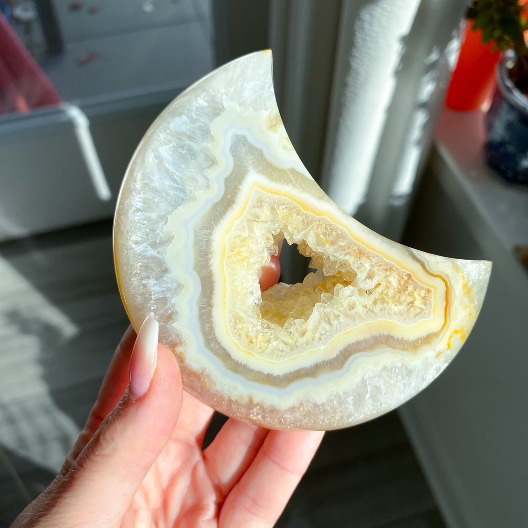 Gray and Peach Agate Moon 