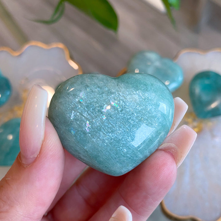 Amazonite Heart Carving 1"