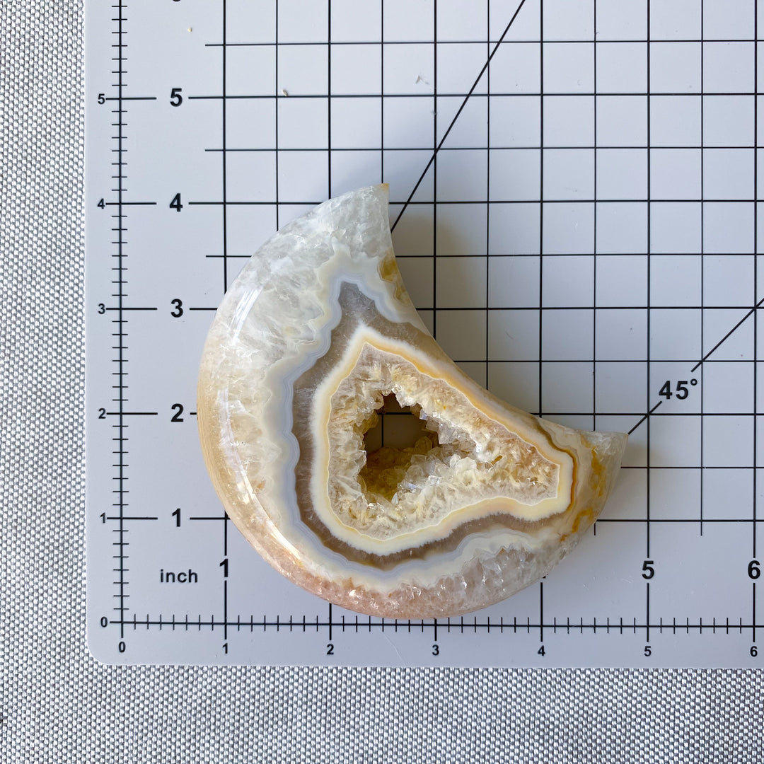 Gray and Peach Agate Moon 