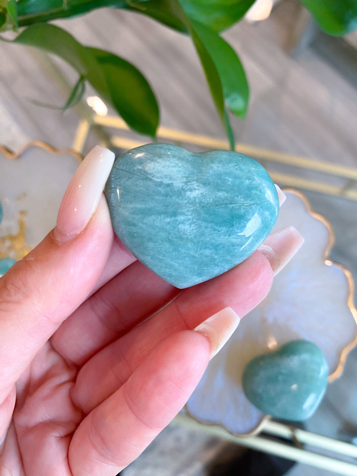 Amazonite Heart Carving 1"