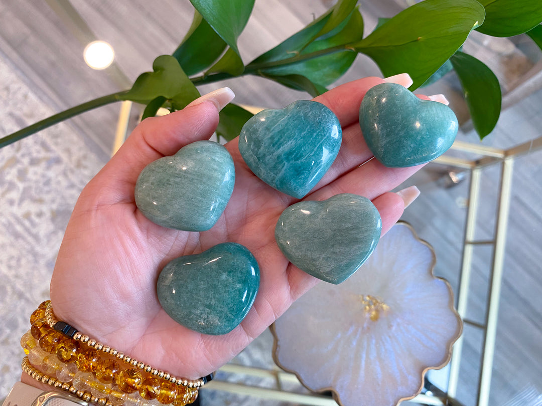 Amazonite Heart Carving 1"