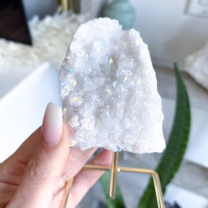 Angel Aura Quartz Cluster on Stand