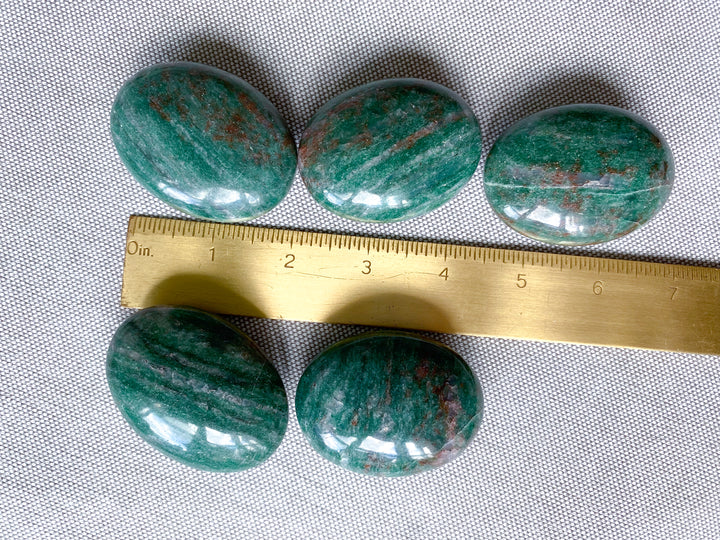 Christmas Green Aventurine, w/ Red Hematite Palm Stone