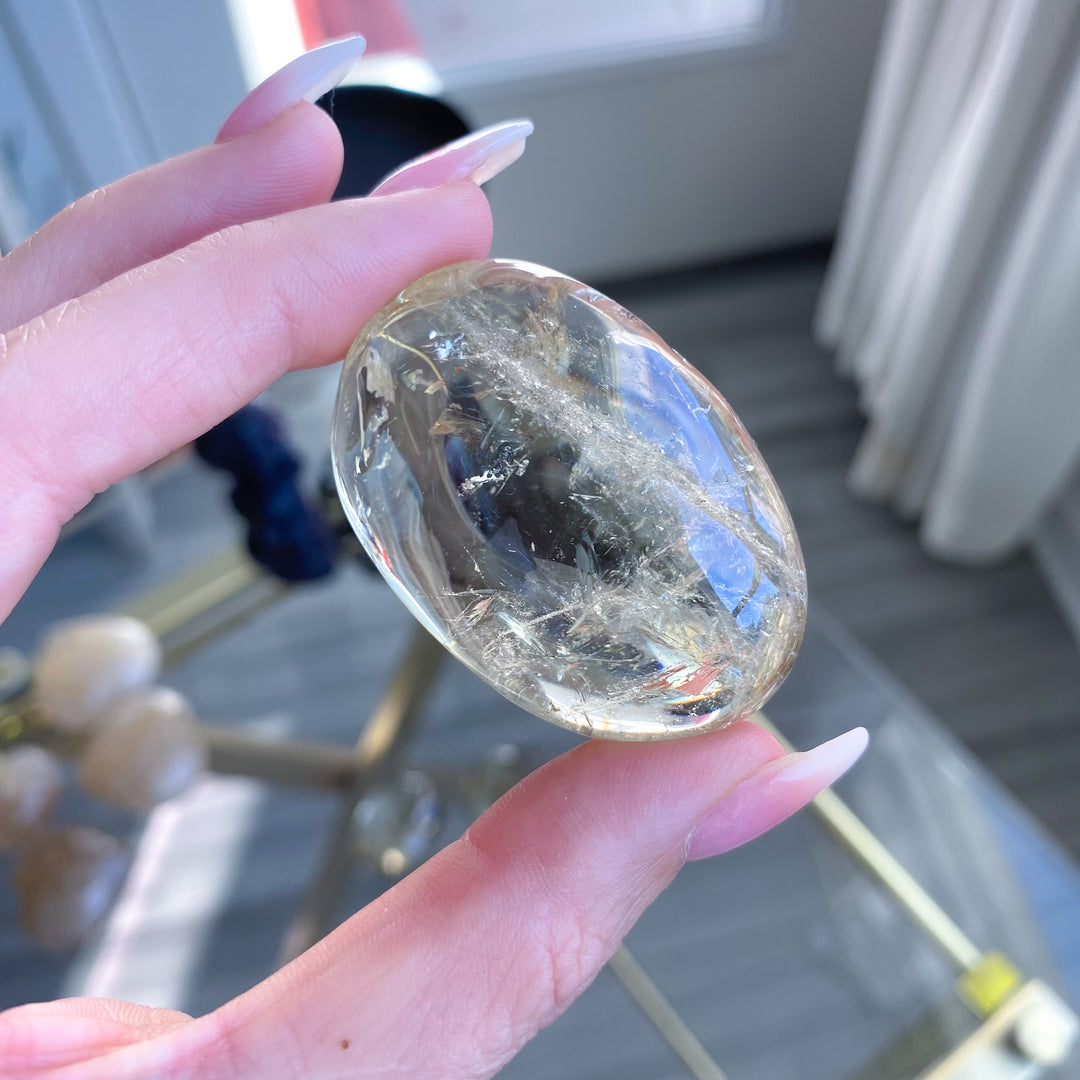 Natural Citrine Palm Stone - Choose Your Size