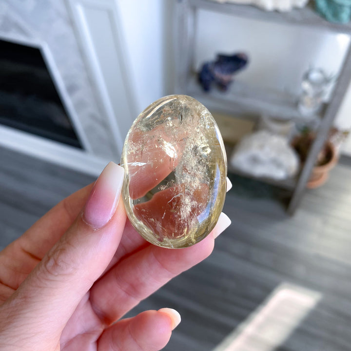 Natural Citrine Palm Stone - Choose Your Size