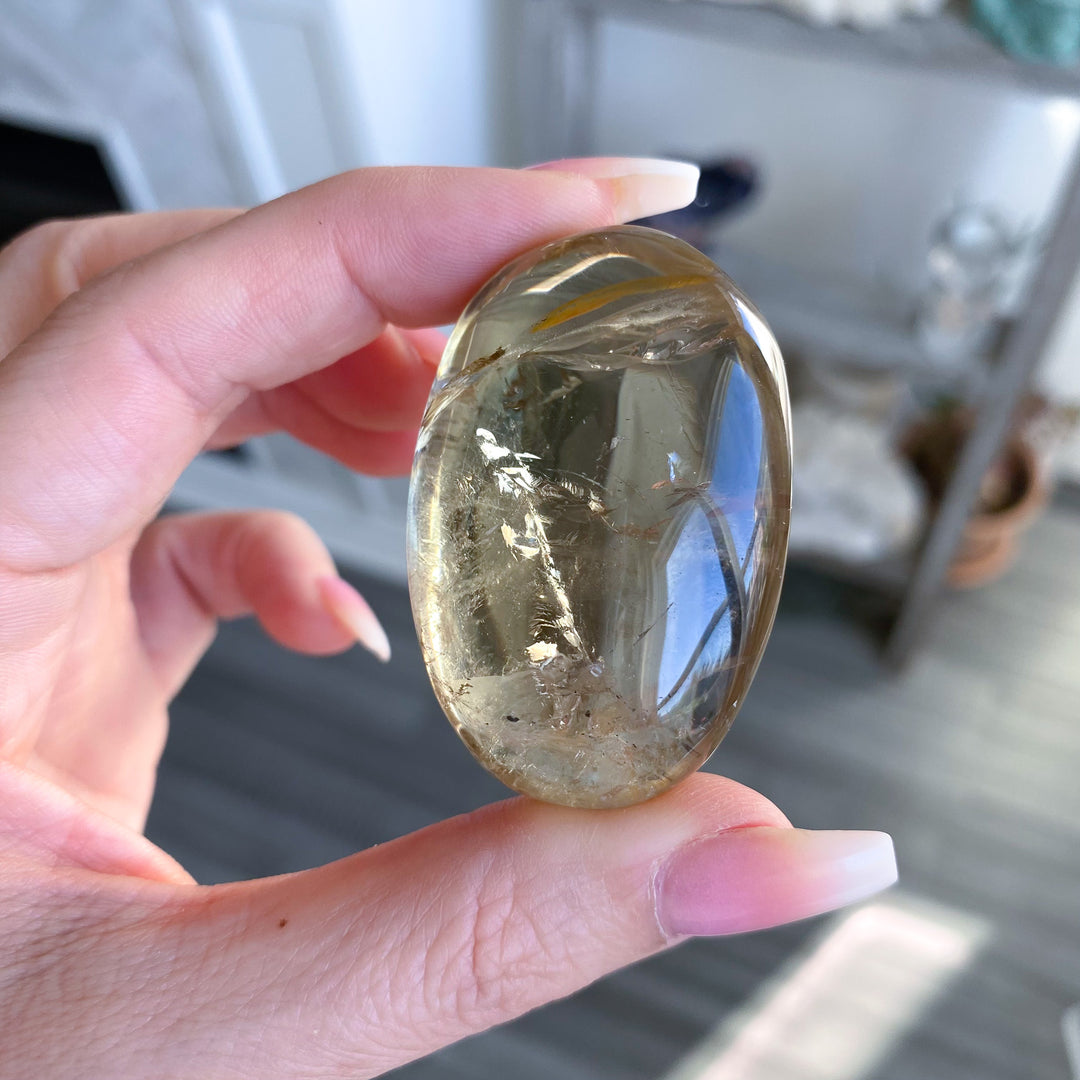 Natural Citrine Palm Stone - Choose Your Size