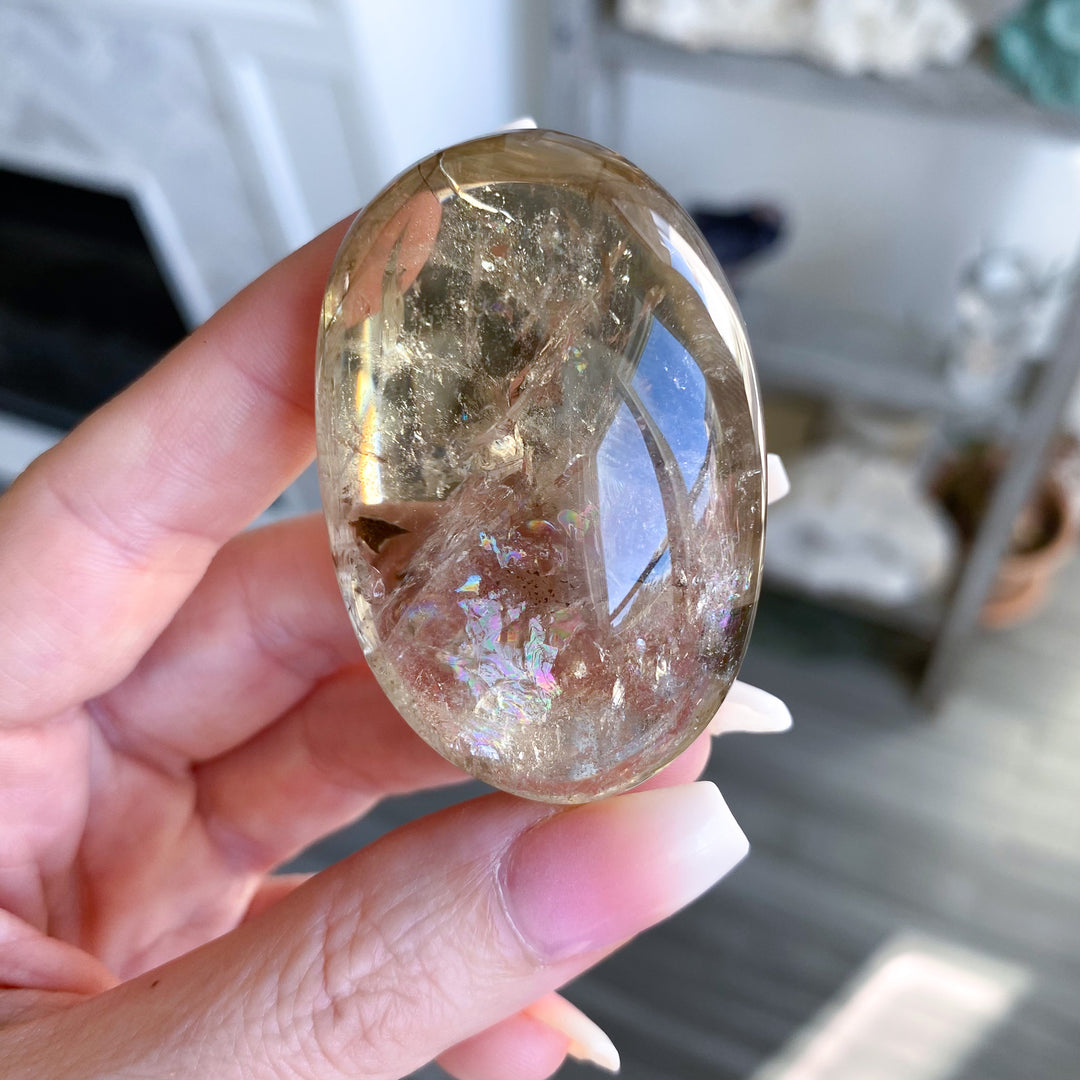 Natural Citrine Palm Stone - Choose Your Size