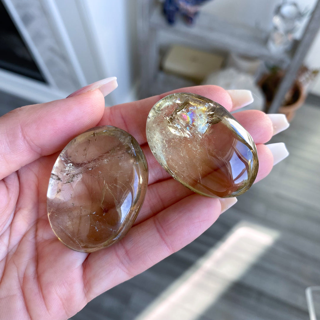 Natural Citrine Palm Stone - Choose Your Size