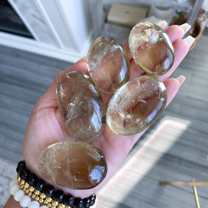 Natural Citrine Palm Stone - Choose Your Size