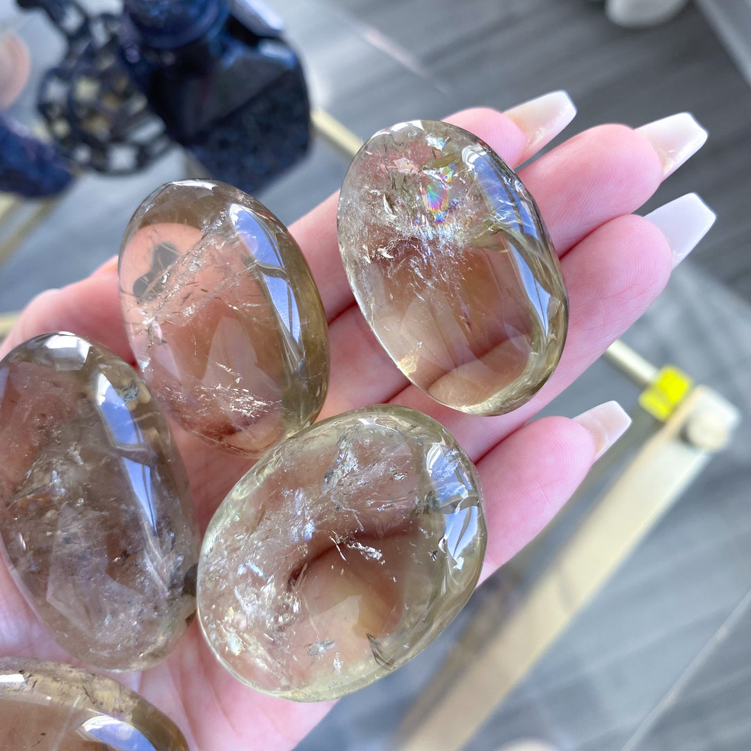 Natural Citrine Palm Stone - Choose Your Size