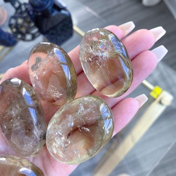 Natural Citrine Palm Stone - Choose Your Size