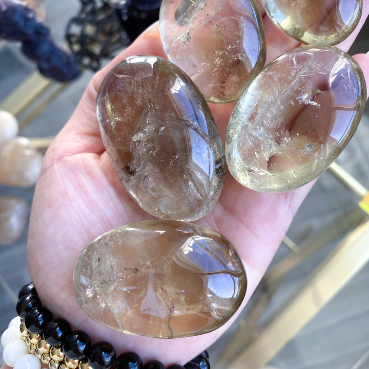 Natural Citrine Palm Stone - Choose Your Size