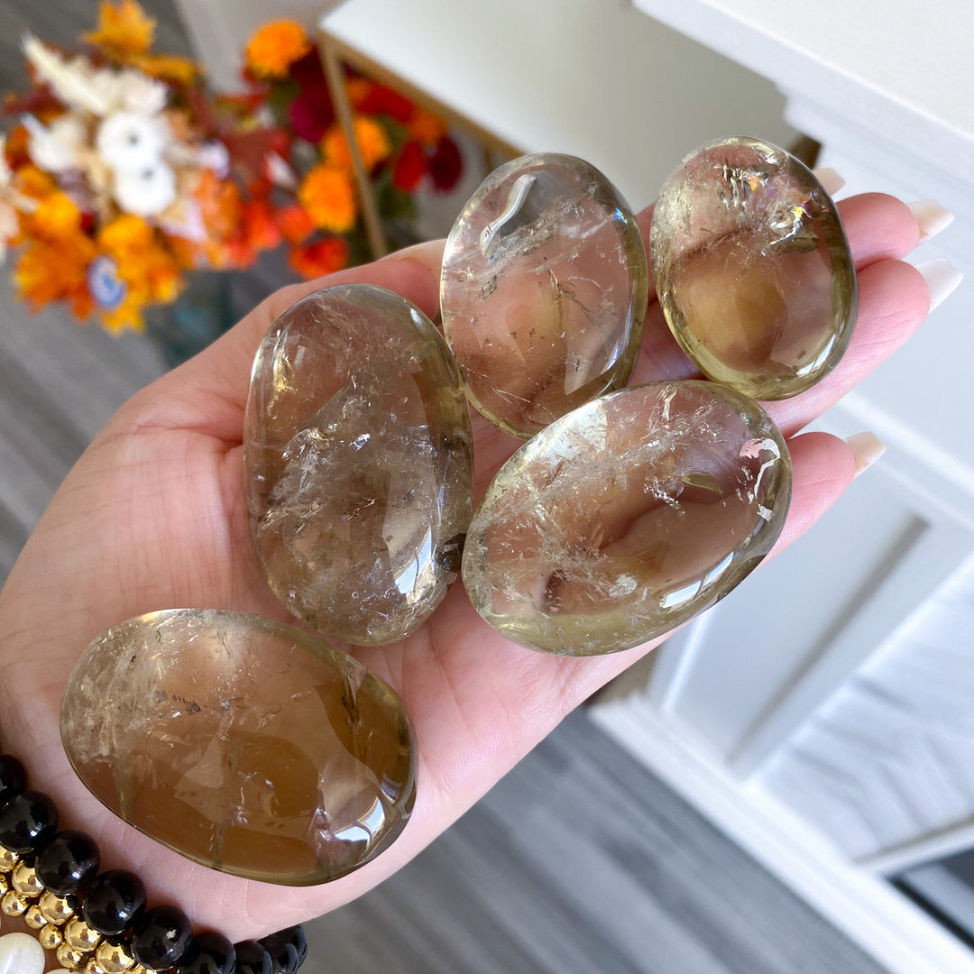 Natural Citrine Palm Stone - Choose Your Size