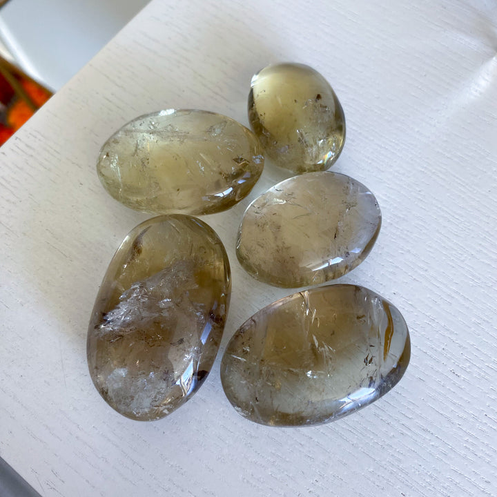 Natural Citrine Palm Stone - Choose Your Size