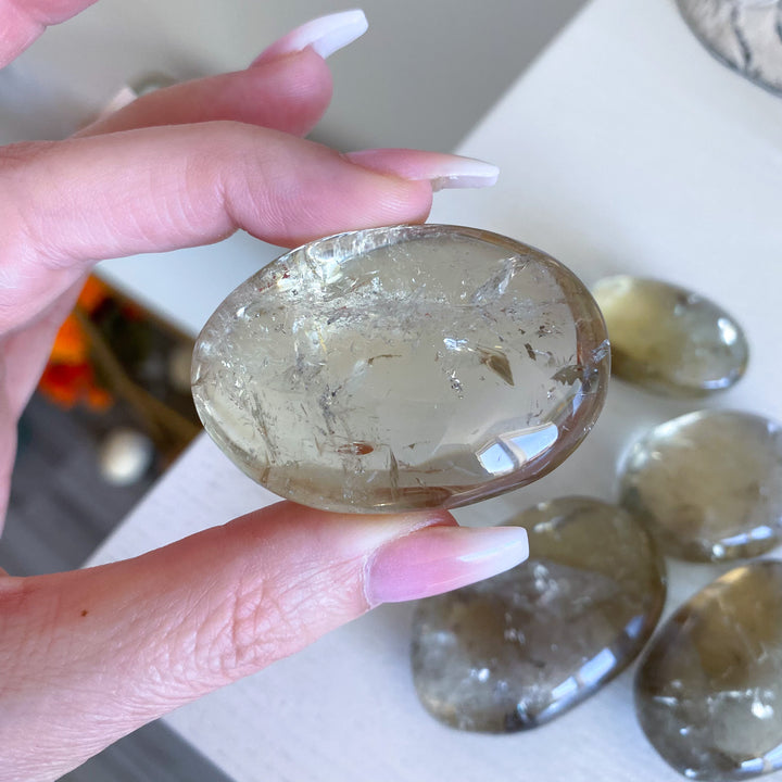 Natural Citrine Palm Stone - Choose Your Size
