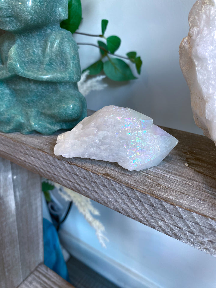 White Angel Aura Quartz Crystal Point #1