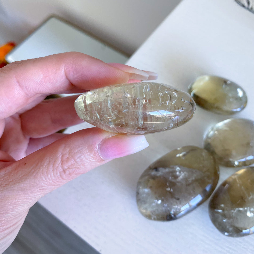 Natural Citrine Palm Stone - Choose Your Size